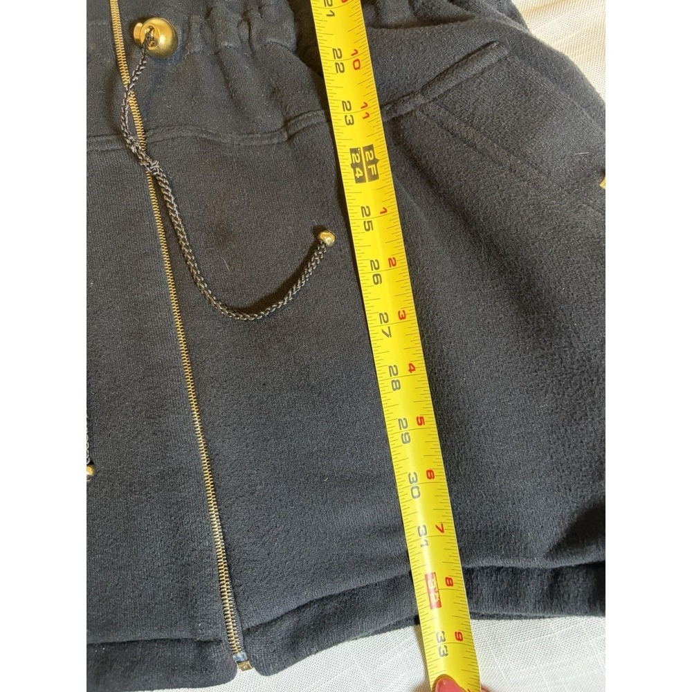 Vtg  ST JOHN Sport Black Zip Hoodie Military Jacket~Sz L~Gold Logo Crest ITALY - Picture 14 of 16